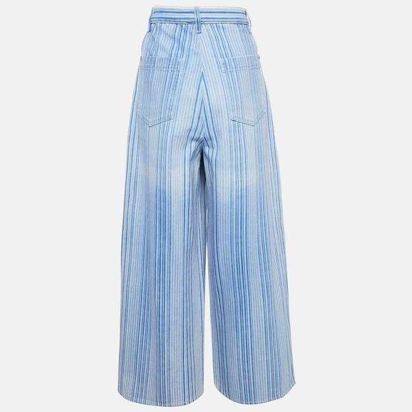Chanel Purple/multicolor Stripe Cotton Wide-Leg Pants M